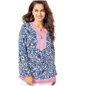 Lilly Pulitzer Ocean Cove Tunic Top Size M Oyster Bay Blue Krillin It